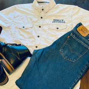 Harley Davidson Pinstripe collard button up